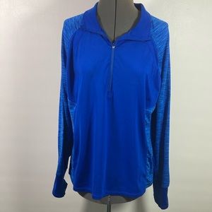 Danskin Now Athletic Top Women Size XL Royal Blue Long Sleeve w Thumb Holes